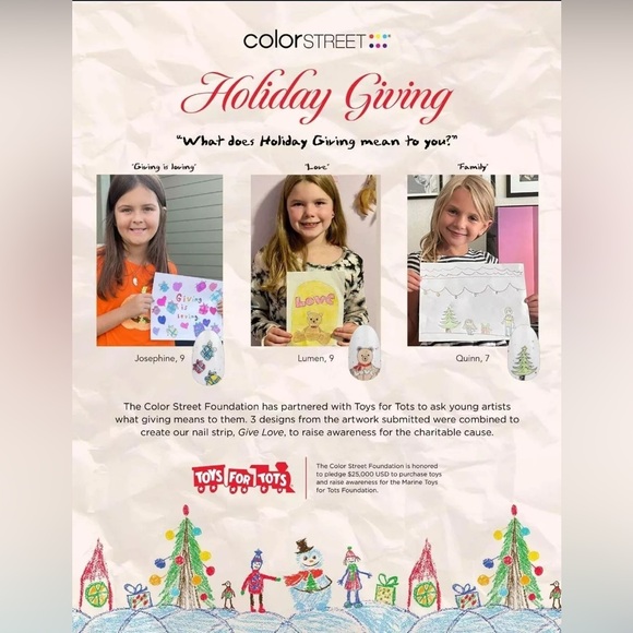 Color Street GIVE LOVE Toys For Tots Foundation Set Teddy Bear Presents - Picture 7 of 8